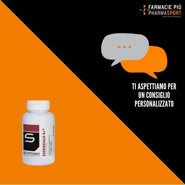 Essenziale 8+® è un integratore bilanciato di aminoacidi essenziali e semi-essenziali in forma libera.